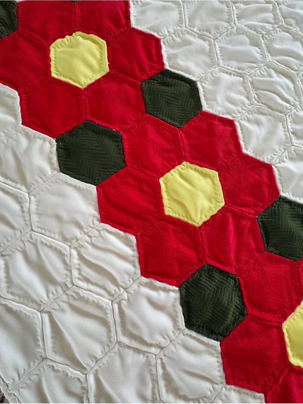 Handmade Vintage Floral Basket of Flowers Quilt - White, Red, Black - Picture 6 of 10